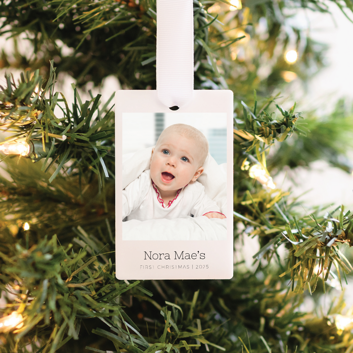 Custom Baby's First Christmas Photo Polaroid Ornament