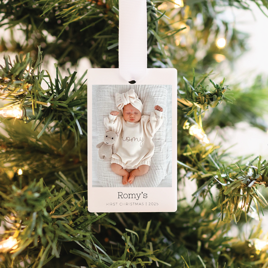 Custom Baby's First Christmas Photo Polaroid Ornament
