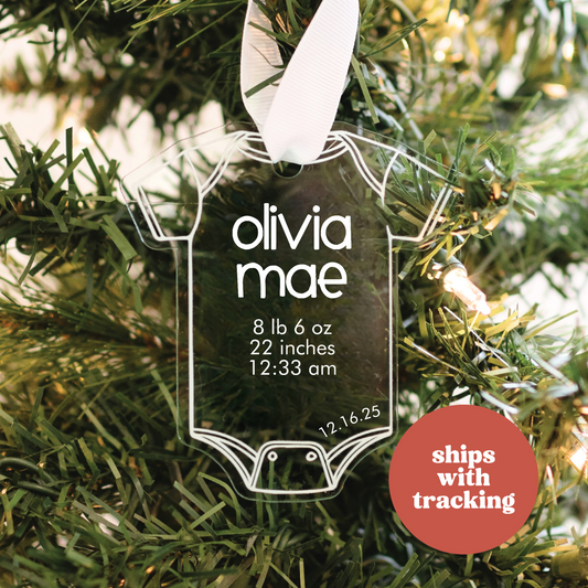 Custom Baby Statistic Onesie Ornament