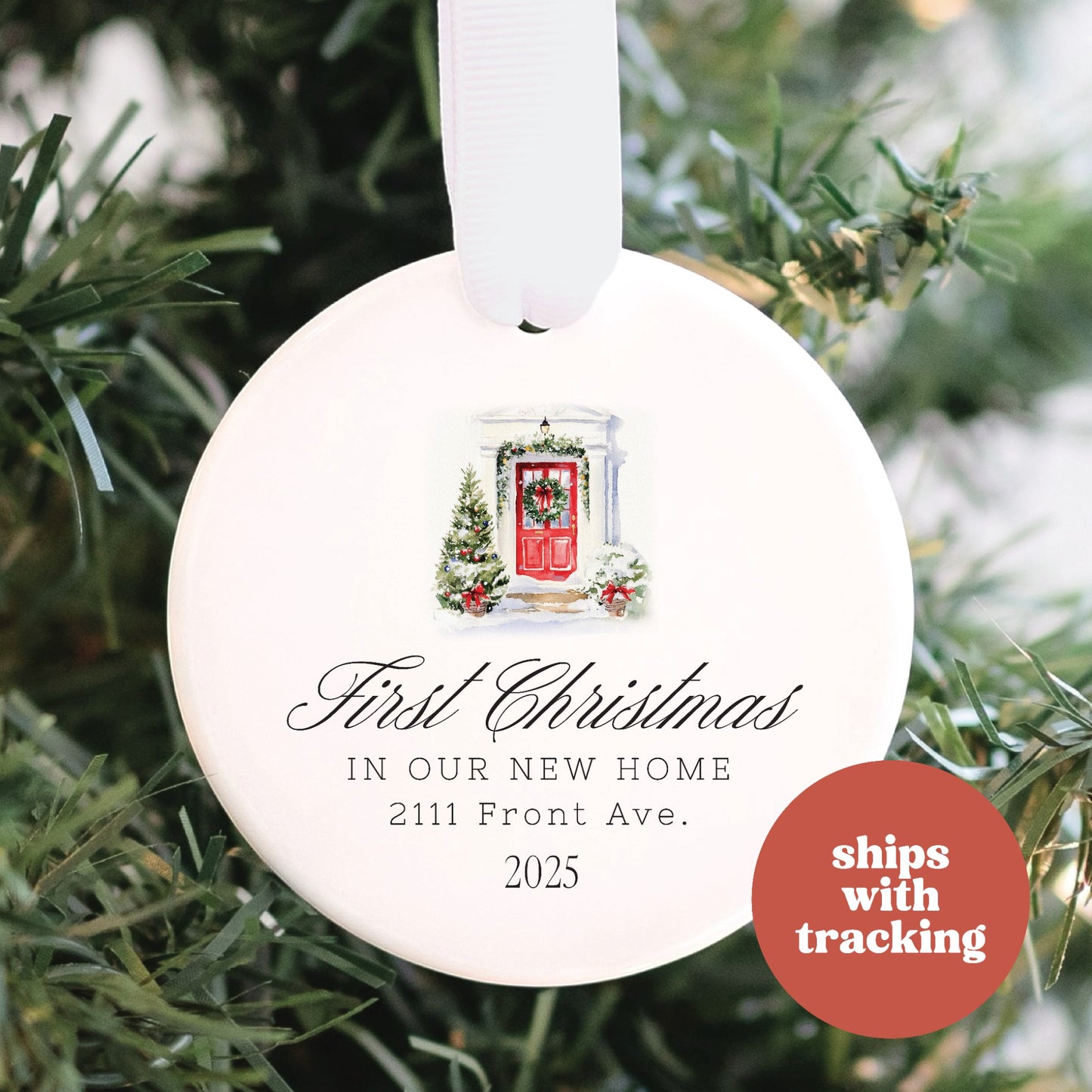 Custom Our First Home Door Ornament