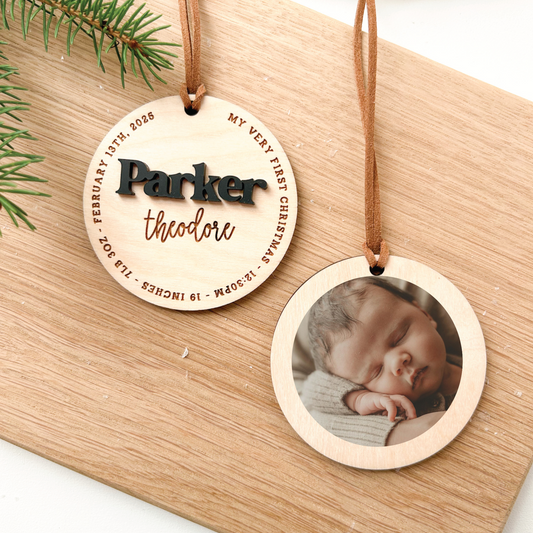 Custom Baby's First Christmas Wooden Ornament