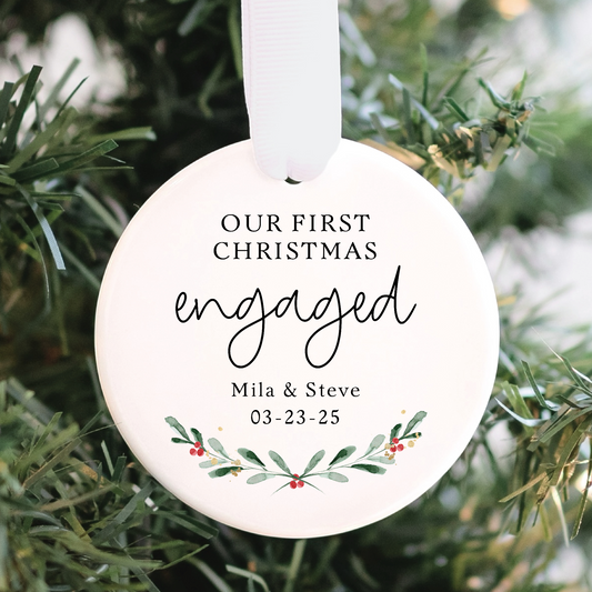 Custom our First Christmas Engaged Ornament