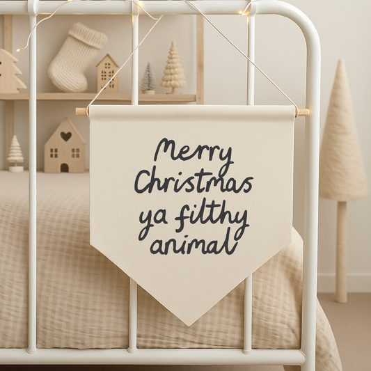 Merry Christmas Ya Filthy Animal Canvas Banner