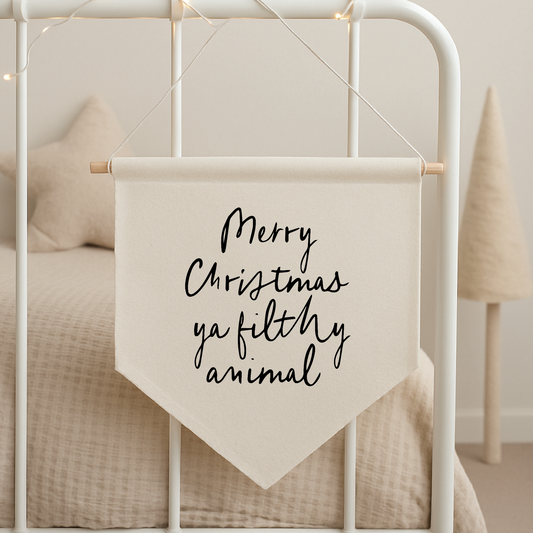 Merry Christmas Ya Filthy Animal Canvas Banner