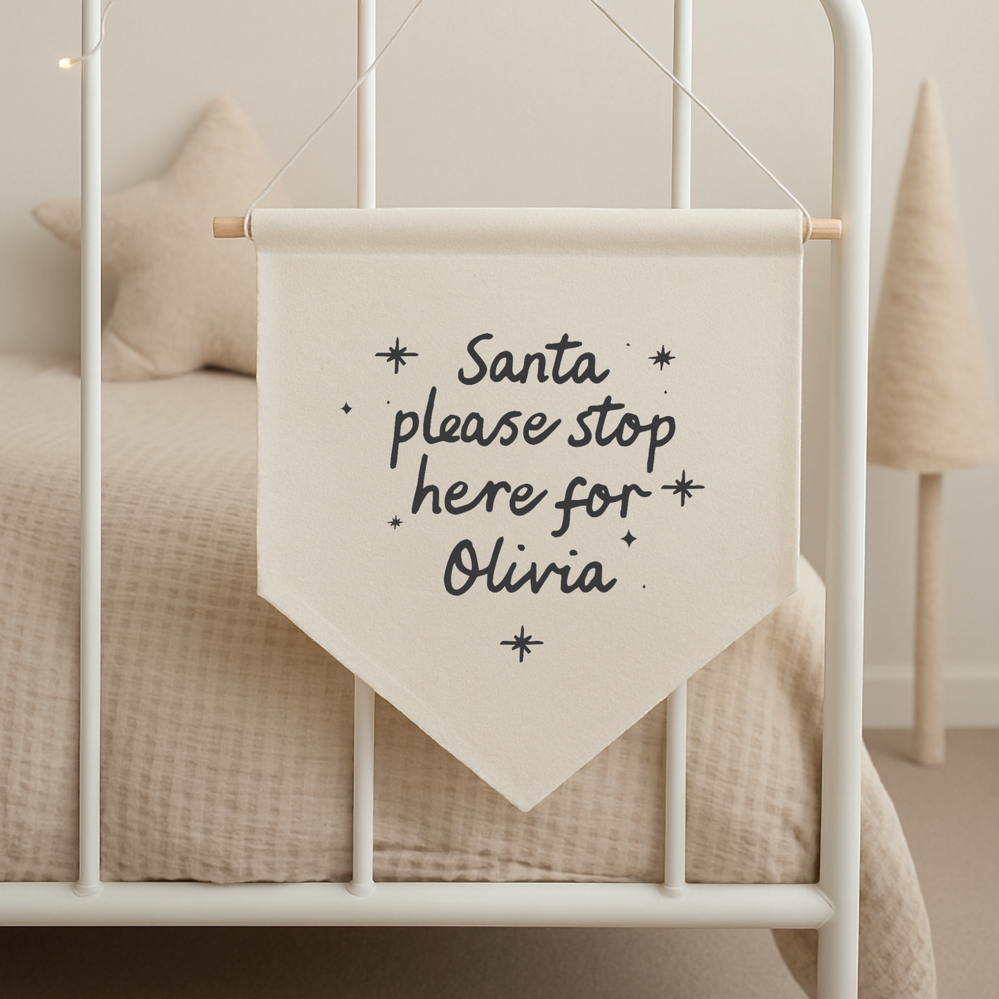 Custom Santa Please Stop Here Canvas Banner