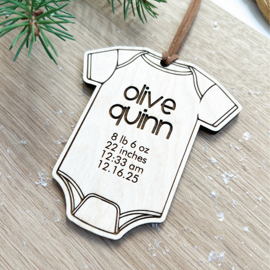 Wooden Custom Baby Statistic Ornament