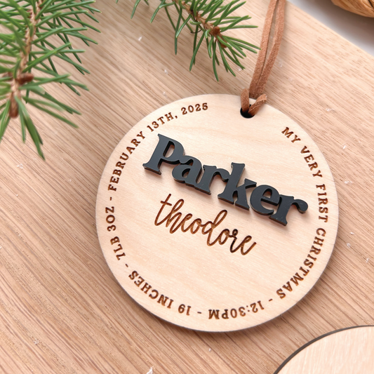 Custom Baby's First Christmas Wooden Ornament