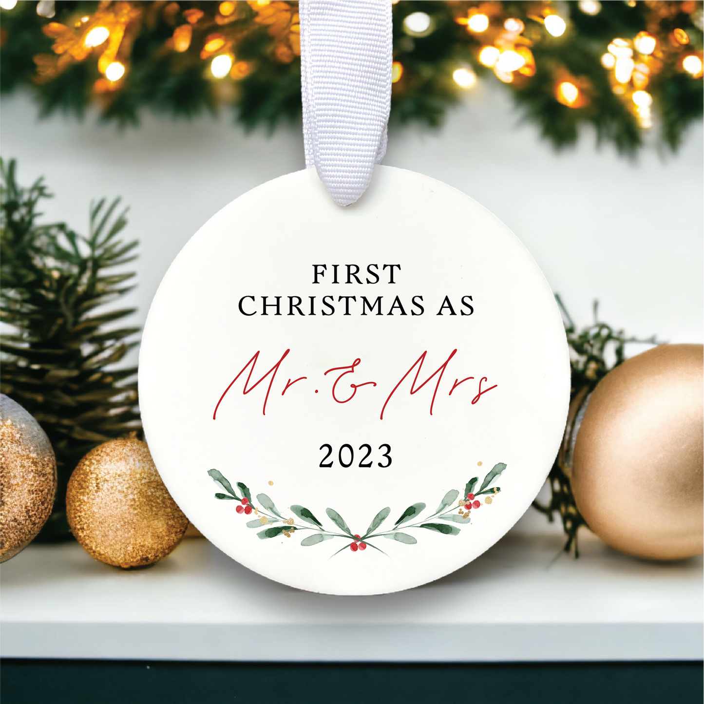 Generic Mr. and Mrs. 2023 Ornament | Our First Christmas Married Ornament 2023 | Married Ornament | Married Little Christmas Ornament | Mr. and Mr. | Mrs. and Mrs.