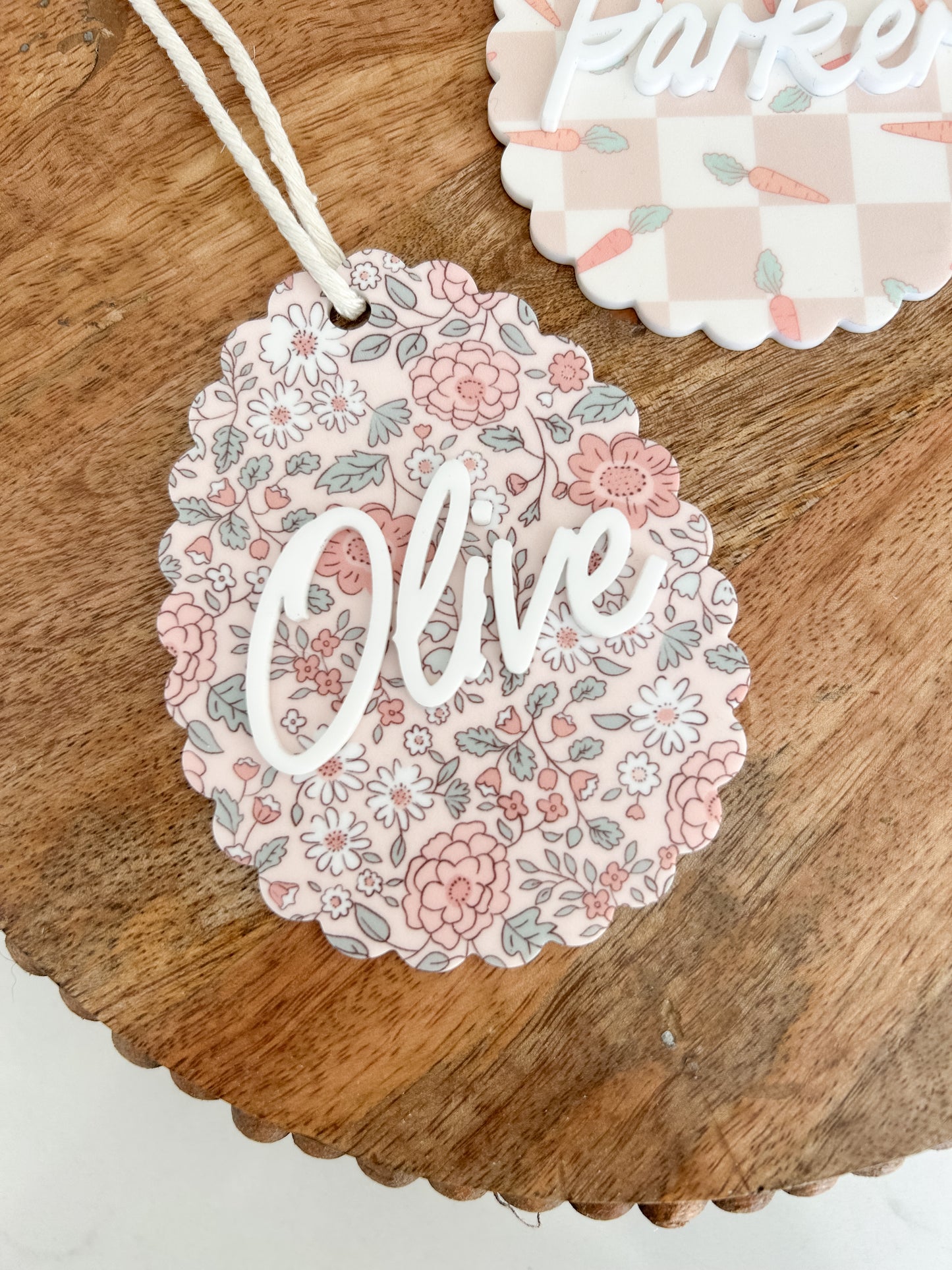 Floral Easter Egg Basket Tag
