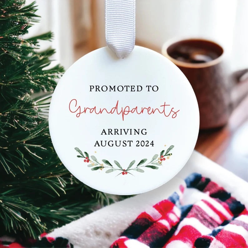 Promoted to Grandparents Ornament | Baby Announcement Ornament | Birth Announcement Ornament | Custom Baby Announcement Gift | 2023 Ornament