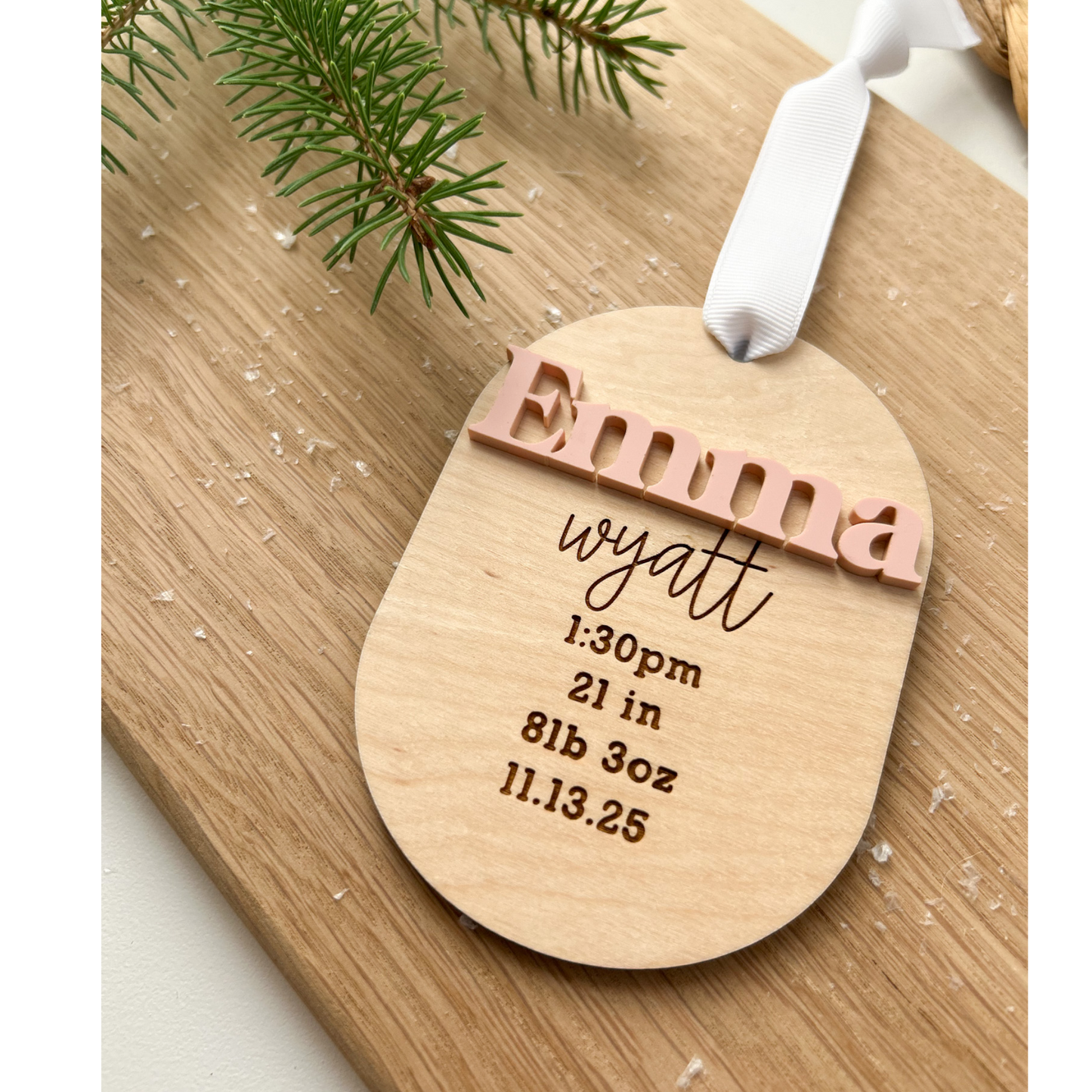 Custom Baby's First Christmas Wooden Ornament