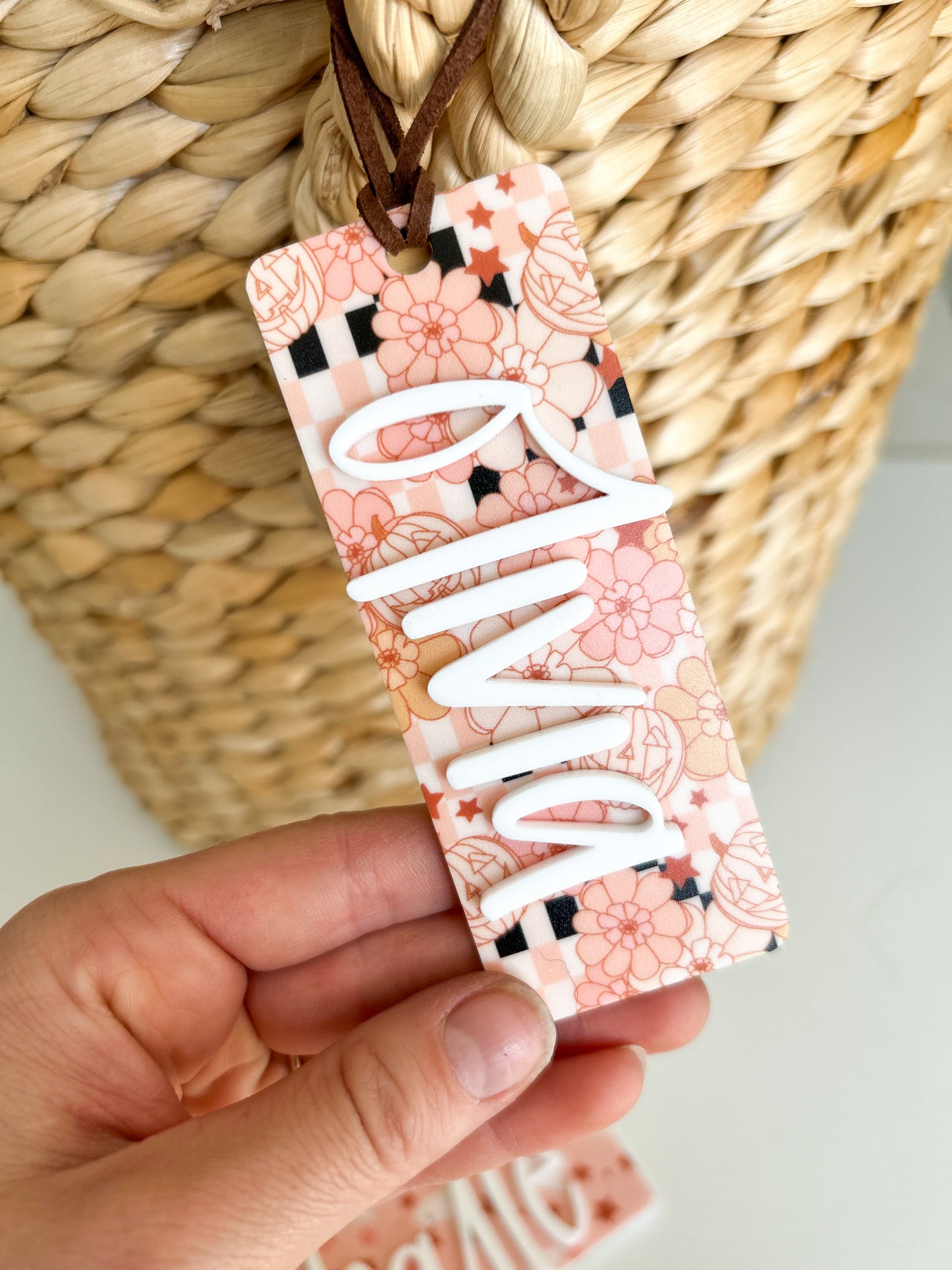 Floral Halloween Pattern Basket Tag