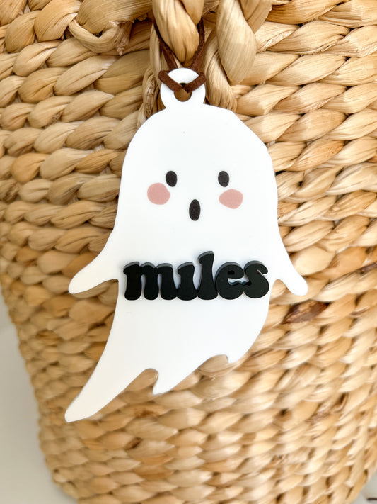 Ghost Halloween Basket Tag