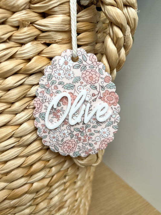 Floral Easter Egg Basket Tag