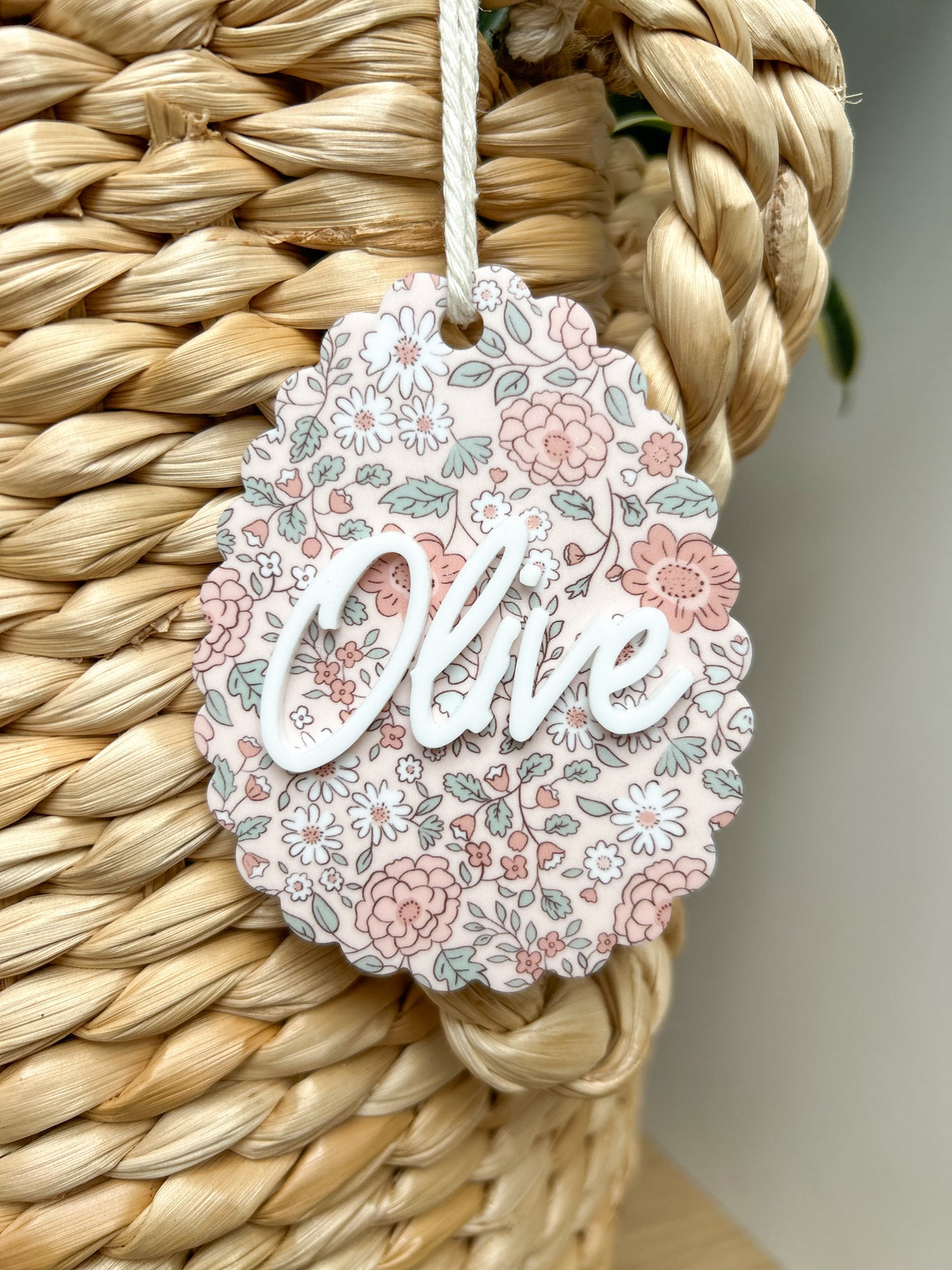 Floral Easter Egg Basket Tag