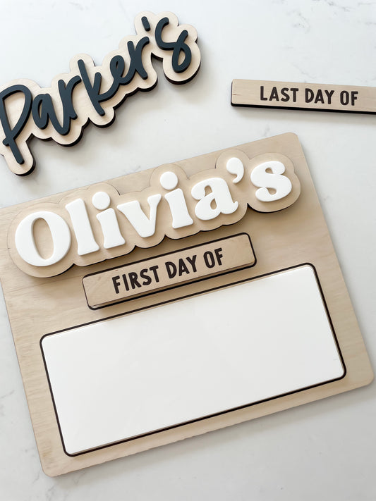 Interchangeable Dry Erase First Day/Last Day of School Sign