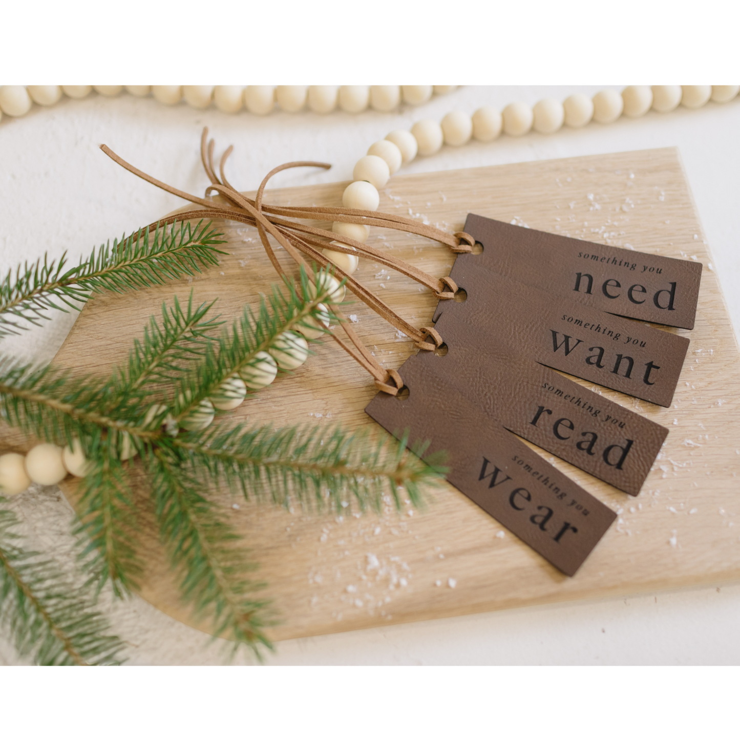 Leatherette Mindful Gifting Tags Set of 4, Reusable Gift Tags, Vegan Leather Gift Tag, Sustainable Gift Wrap, Want, Need, Read, Wear