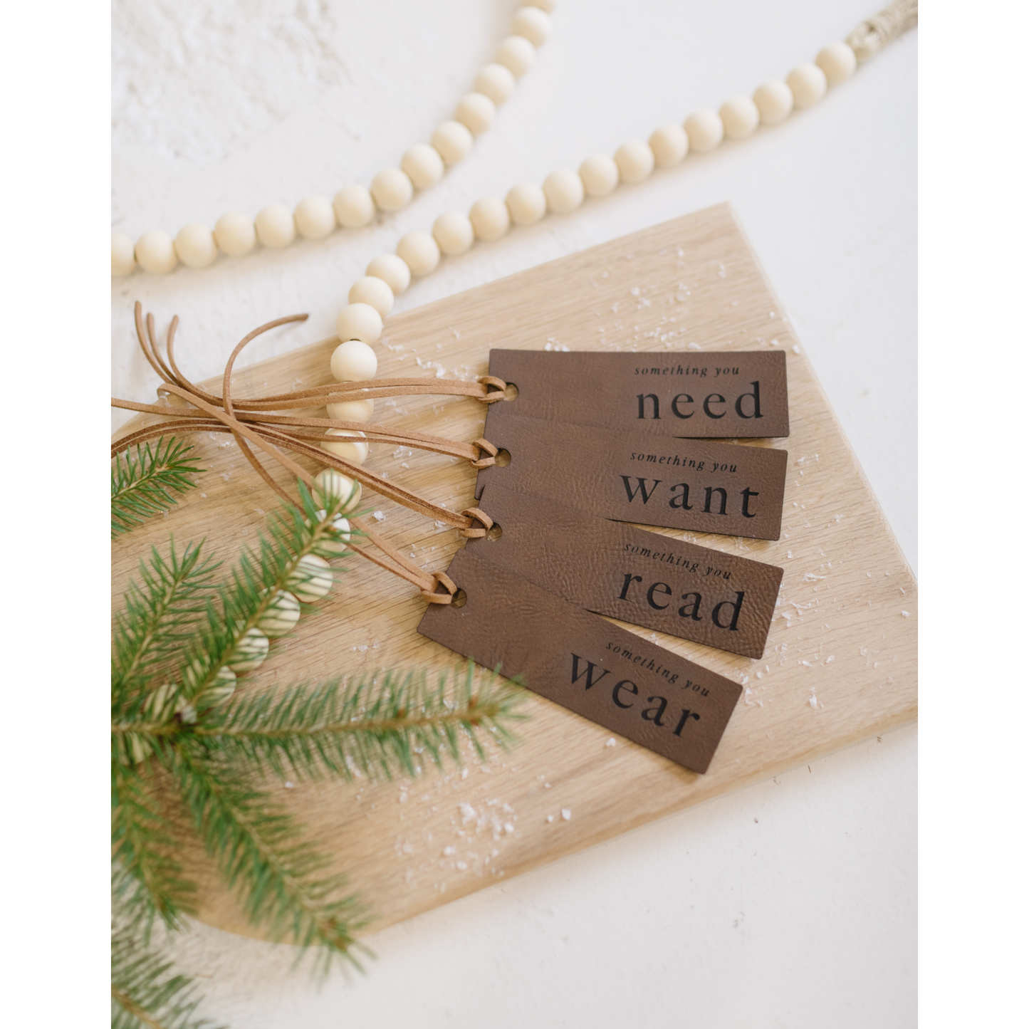 Leatherette Mindful Gifting Tags Set of 4, Reusable Gift Tags, Vegan Leather Gift Tag, Sustainable Gift Wrap, Want, Need, Read, Wear