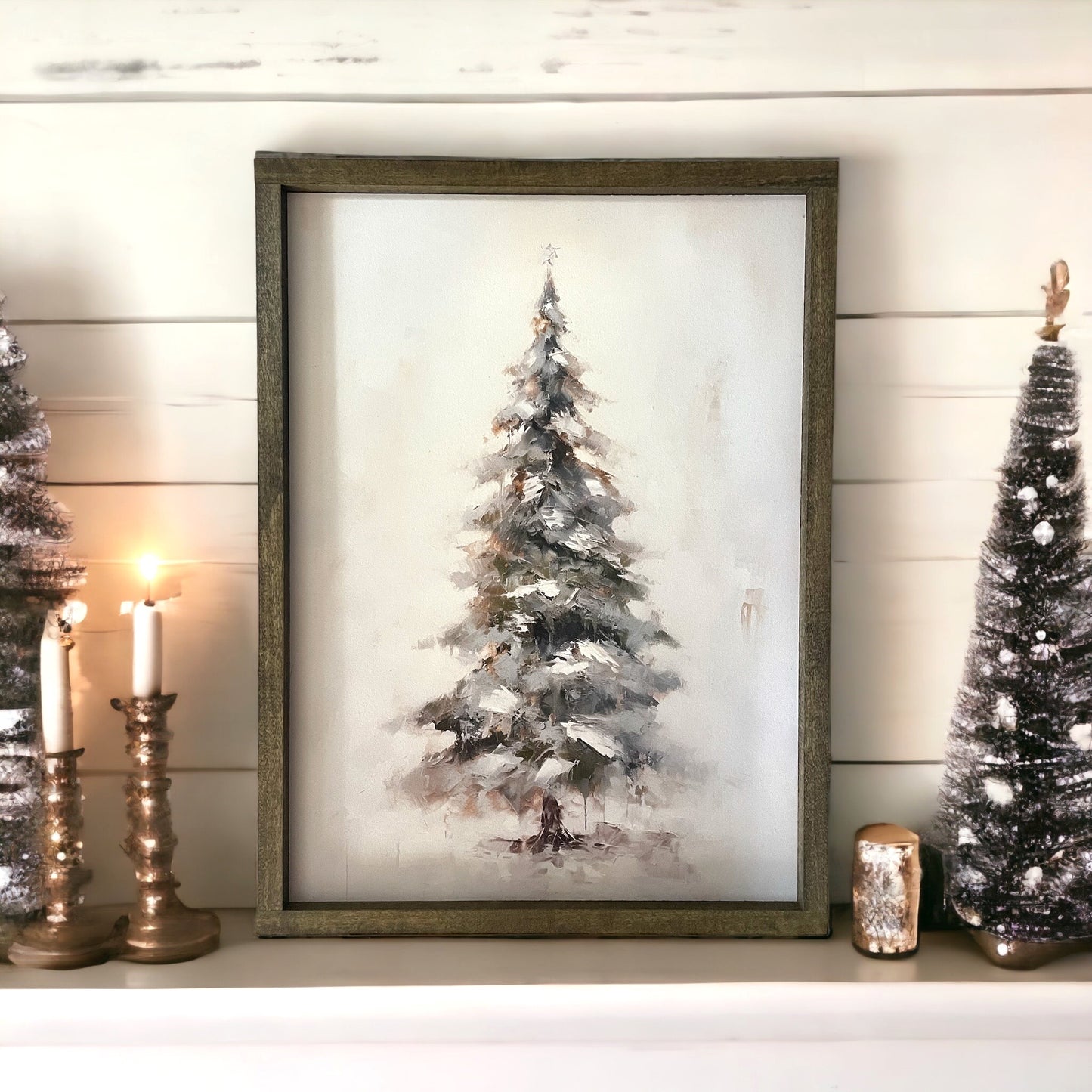 Vintage Oil Painting Christmas Tree Sign