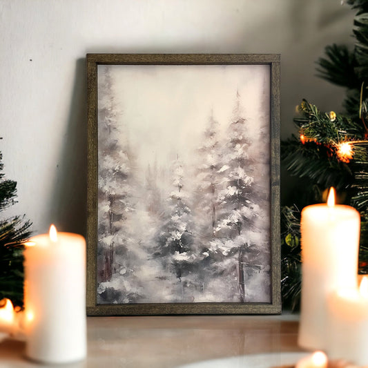 Vintage Oil Painting Forest Sign