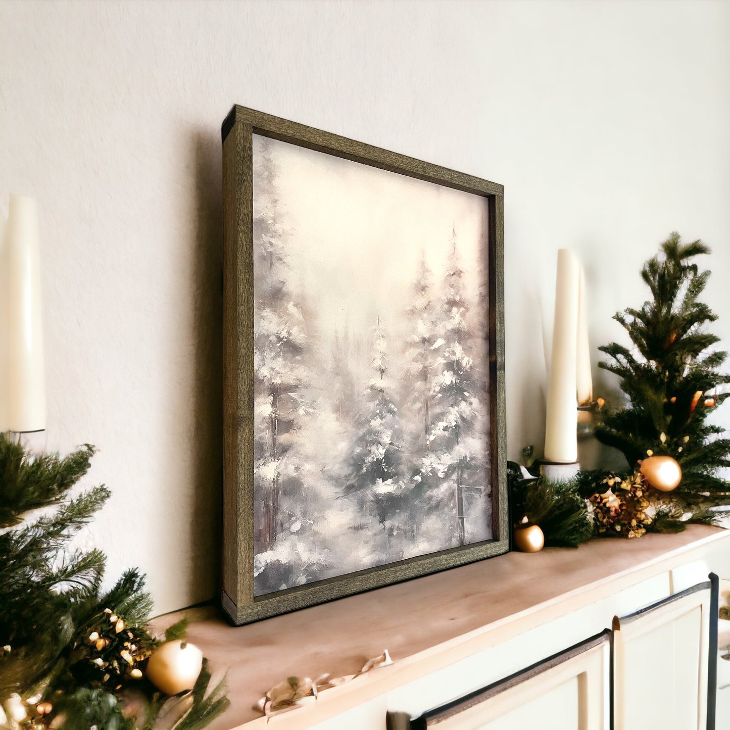 Vintage Oil Painting Forest Sign