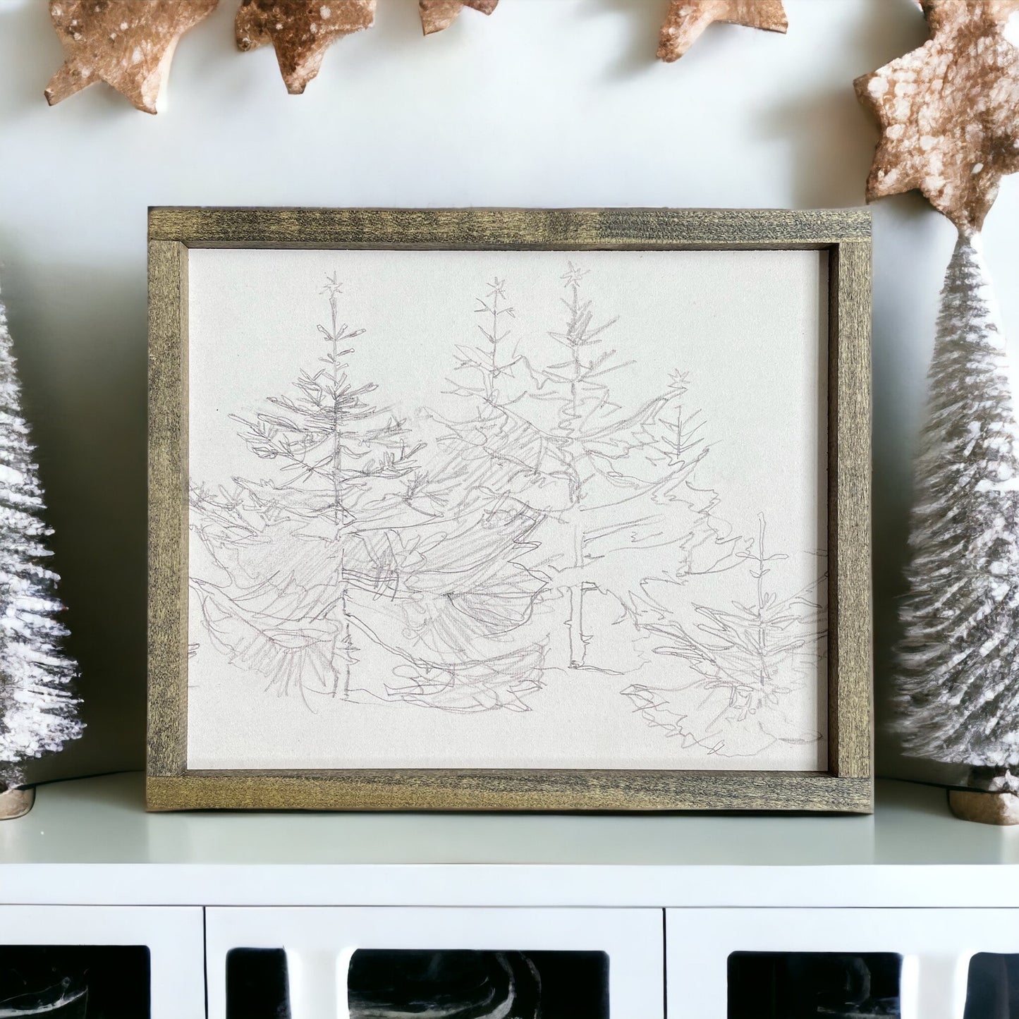 Vintage Christmas Tree Sketch Sign