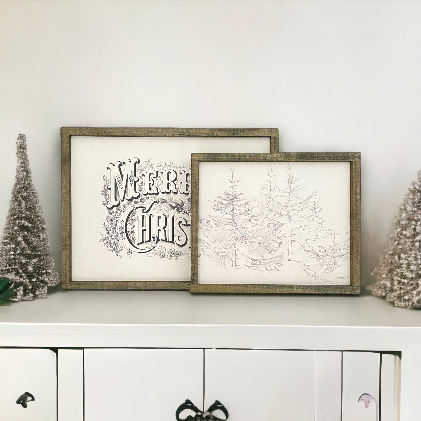 Vintage Christmas Tree Sketch Sign