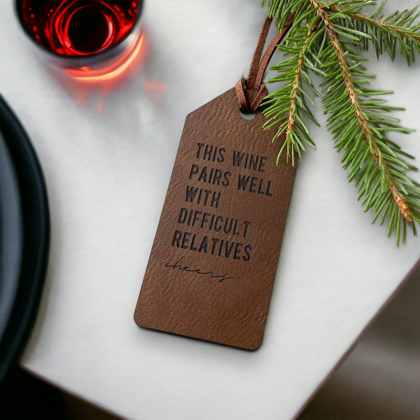 Funny Wine Tags | Leather Wine Tags | Leather Gift Tags | Holiday Gift Tags | Set of Gift Tags | Holiday Gift Tags | Wine Gift Tags