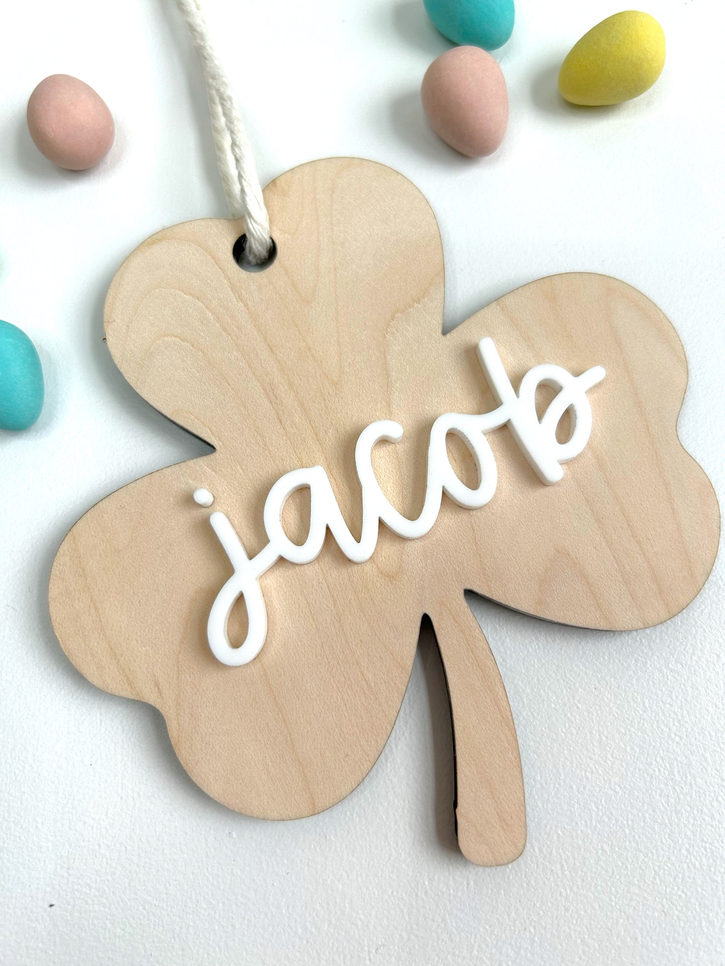 Wooden Shamrock St. Patricks Day Tag