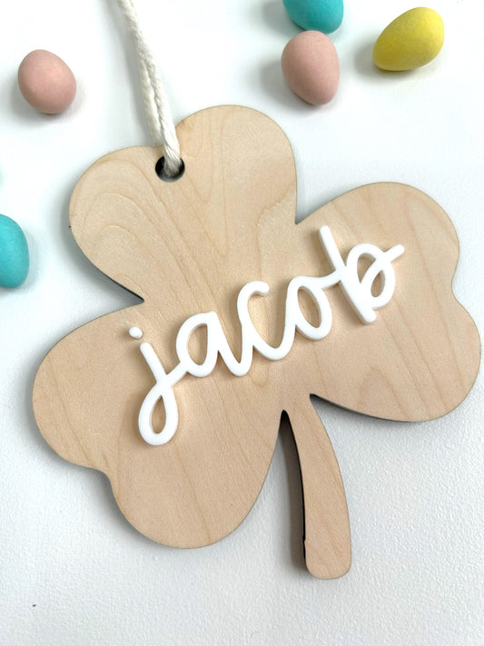 Wooden Shamrock St. Patricks Day Tag