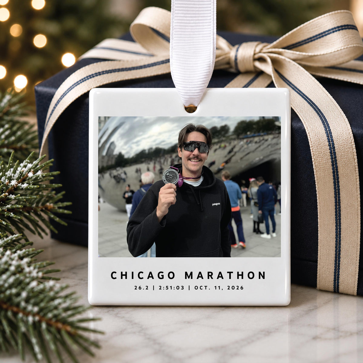 Ceramic Personalized Marathon Photo Ornament