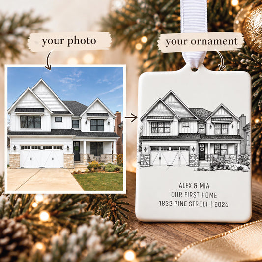 Custom Ceramic Our First Christmas in our New Home Ornament 2026