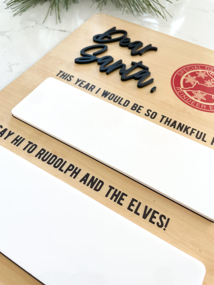 Dear Santa Letter Dry Erase Board Sign