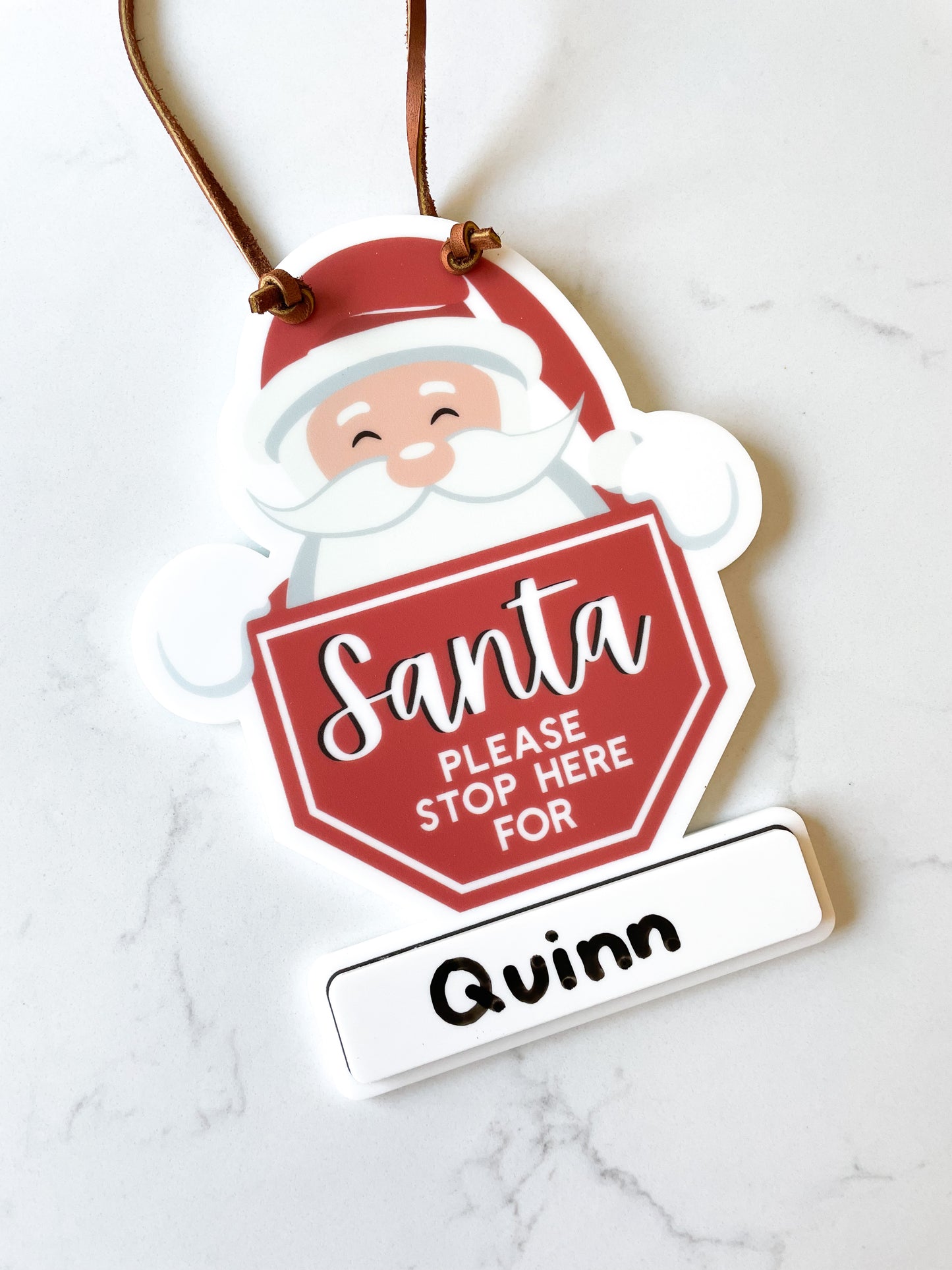 Santa Please Stop Here Custom Dry Erase Door Hanger