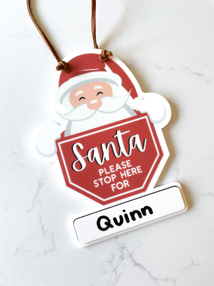 Santa Please Stop Here Custom Dry Erase Door Hanger