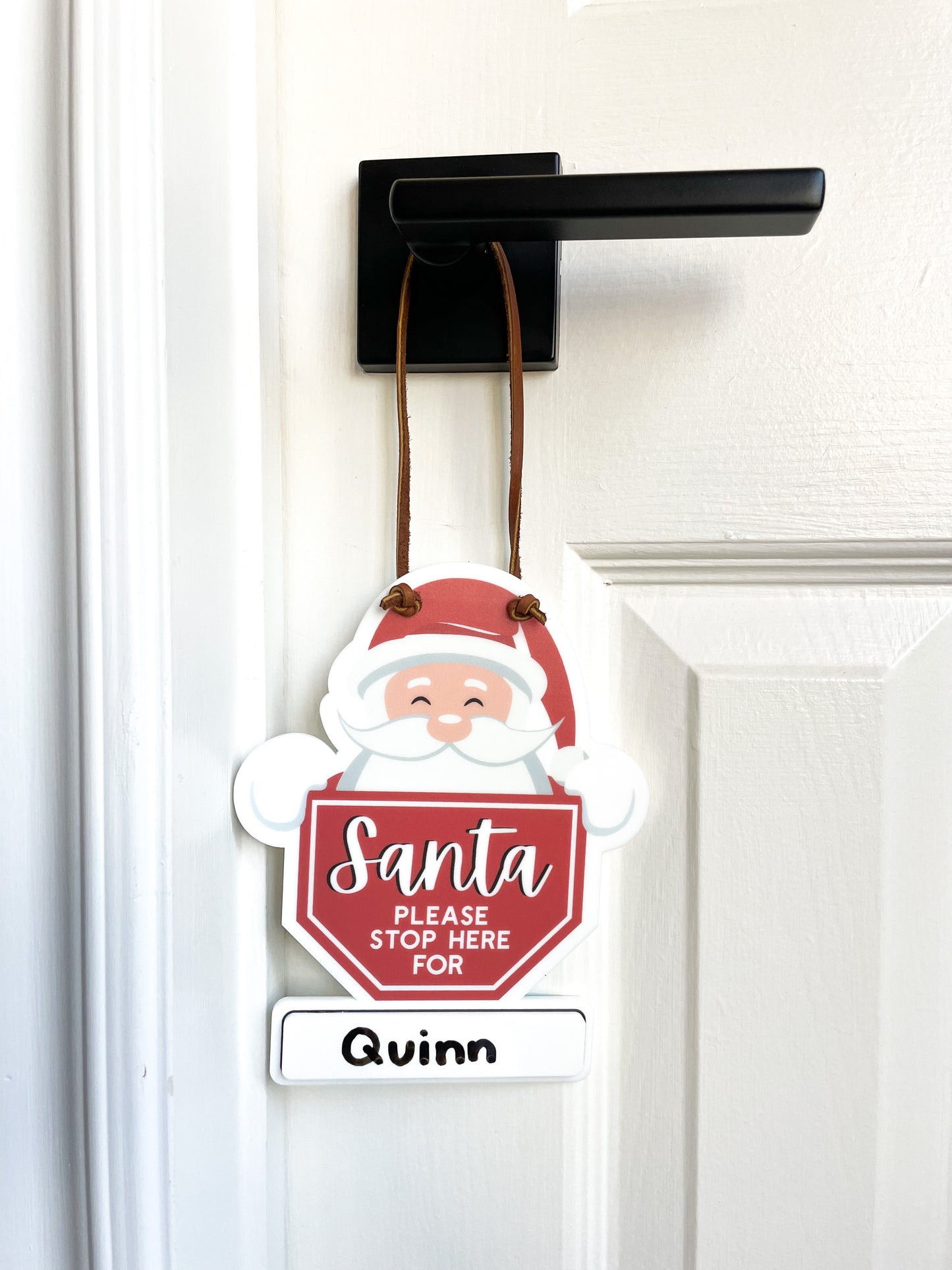 Santa Please Stop Here Custom Dry Erase Door Hanger