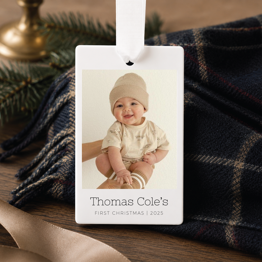 Custom Baby's First Christmas Photo Polaroid Ornament