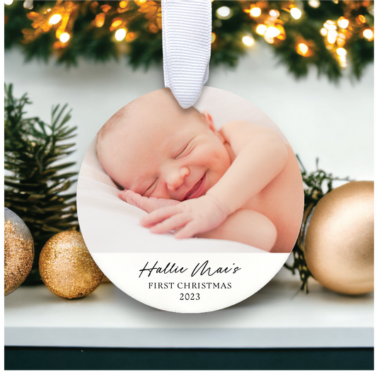 Custom Baby's First Christmas 2023 Ornament | Baby's First Christmas Photo Ornament |  Newborn Ornament | Baby Gift