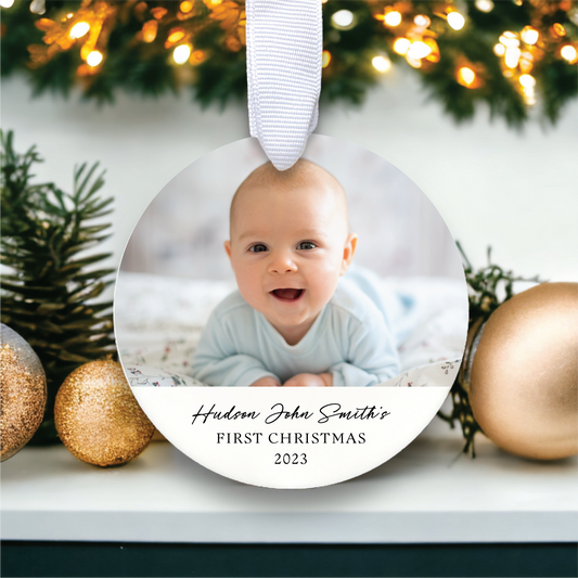 Custom Baby's First Christmas 2023 Ornament | Baby's First Christmas Photo Ornament |  Newborn Ornament | Baby Gift