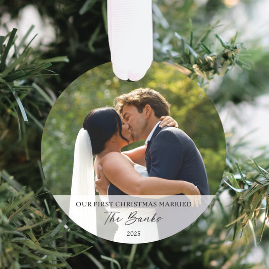 Our First Christmas Married Photo Ornament