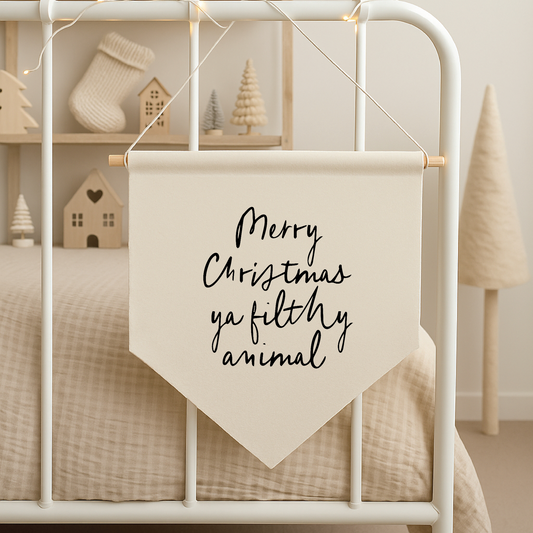 Merry Christmas Ya Filthy Animal Canvas Banner