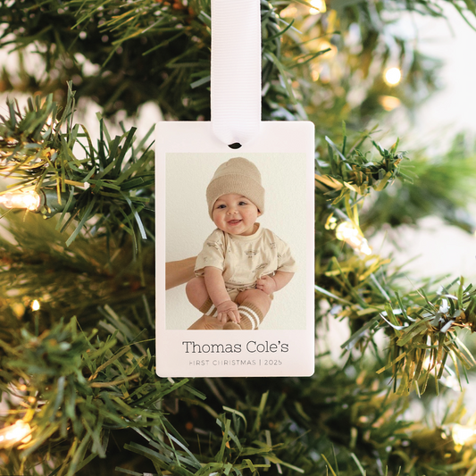 Custom Baby's First Christmas Photo Polaroid Ornament