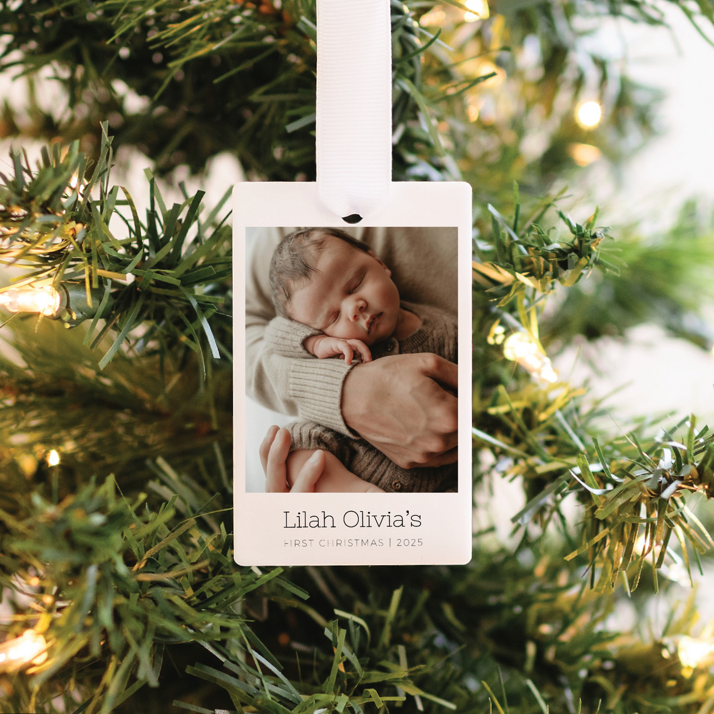 Custom Baby's First Christmas Photo Polaroid Ornament