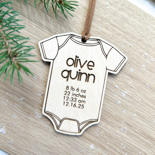 Wooden Custom Baby Statistic Ornament
