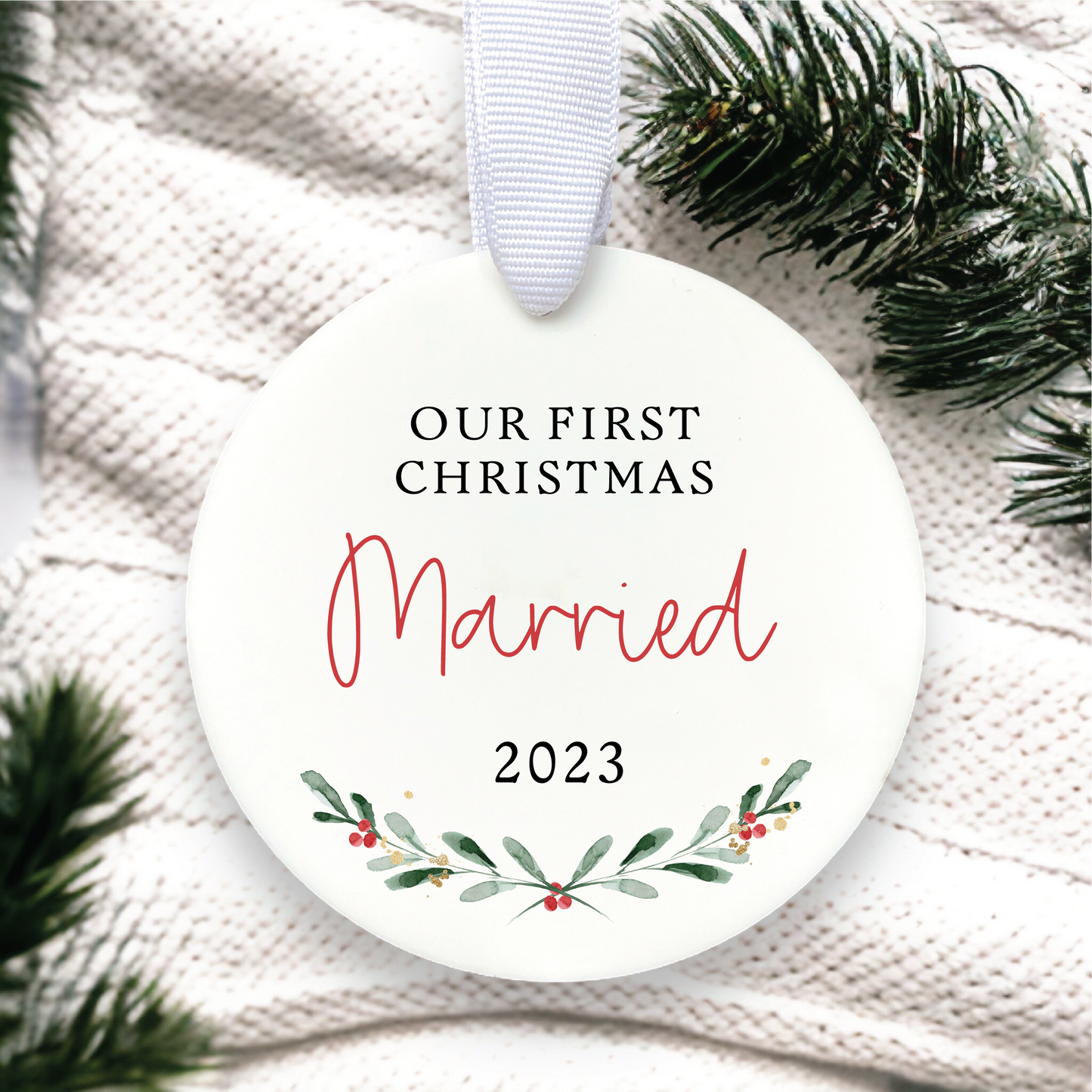 Generic Our First Christmas Married Ornament 2023 | Personalized Married Ornament | Married Little Christmas | Mr and Mrs 2023 Ornament