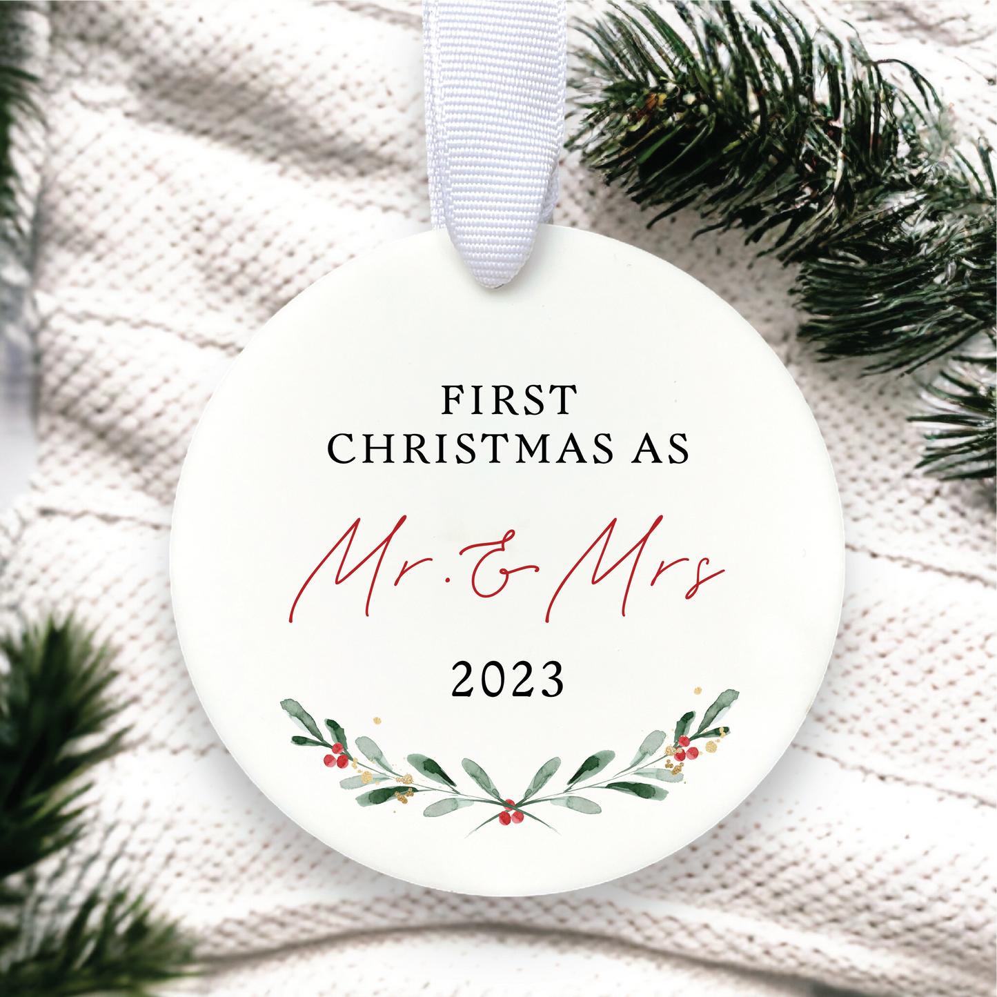 Generic Mr. and Mrs. 2023 Ornament | Our First Christmas Married Ornament 2023 | Married Ornament | Married Little Christmas Ornament | Mr. and Mr. | Mrs. and Mrs.