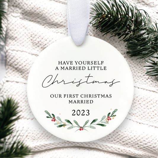 Generic Our First Christmas Married 2023 Ornament | Married Little Christmas | Custom Newlywed Christmas Ornament | Mr and Mrs | Wedding Christmas Gift