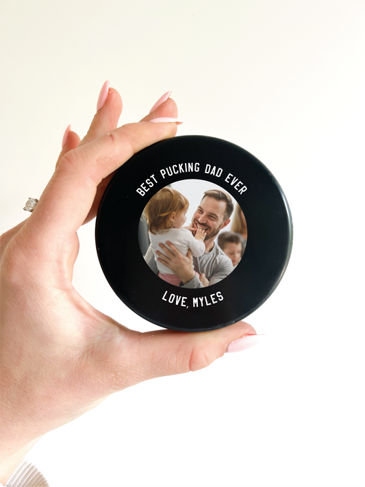 Custom Dad Hockey Puck - Best Pucking Dad