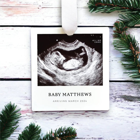 Ultrasound Ornament | Sonogram Ornament | Baby's First Christmas 2023/2024 Ornament | Birth Announcement Ornament | Promoted to Grandparents