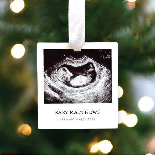Ultrasound Ornament | Sonogram Ornament | Baby's First Christmas 2023/2024 Ornament | Birth Announcement Ornament | Promoted to Grandparents